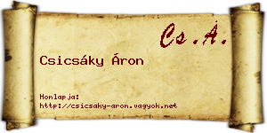 Csicsáky Áron névjegykártya