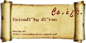 Csicsáky Áron névjegykártya